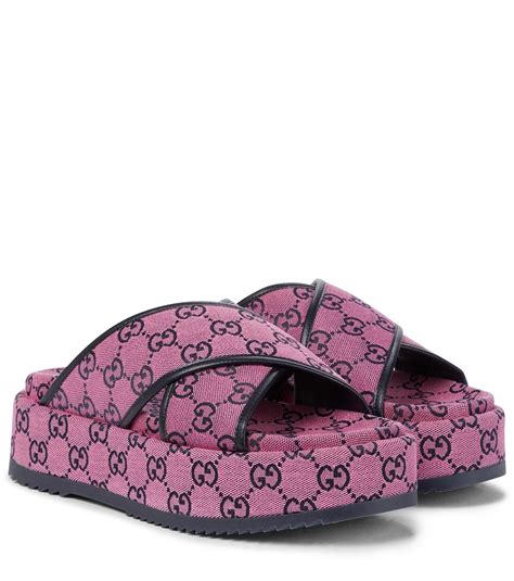 bright pink gucci slides|Gucci slides pink fluffy.